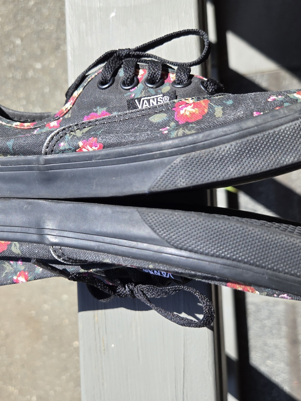 Vans Black Canvas Low-Top Sneakers with Red Floral Print - Picture 7 of 9